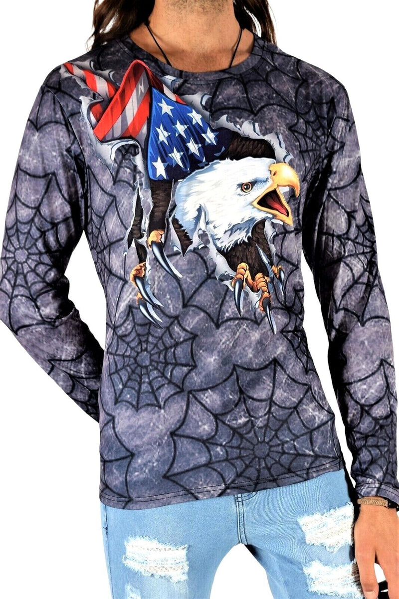 SMU Limited Long Sleeves Shirt American Eagle US Patriot Spider Web Shirts
