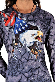 SMU Limited Long Sleeves Shirt American Eagle US Patriot Spider Web Shirts