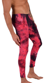 SMU Mens Legging Tight Fit Red Artistic Printed S/M 12563 MX84