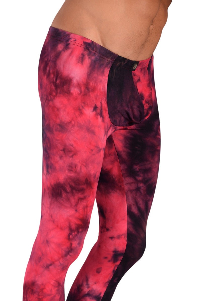 SMU Mens Legging Tight Fit Red Artistic Printed S/M 12563 MX81