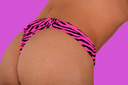 SMU Mens Swim Tanning Thong Pink Zebra 33430 MX112