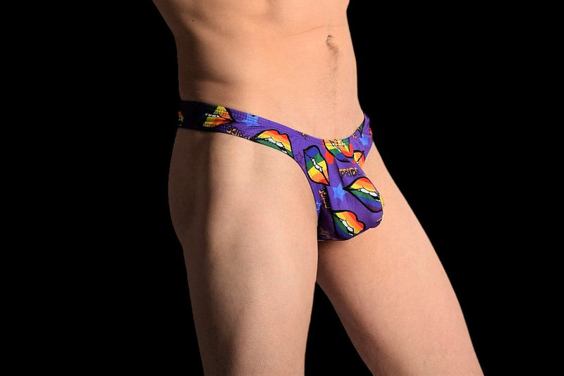 SMU Pride Swim Tanning Thong  Multi color print P01204-H37