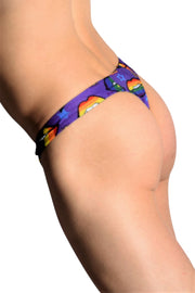 SMU Pride Swim Tanning Thong  Multi color print P01204-H37