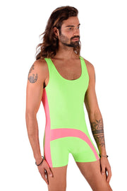 SMU Singlet Bodysuit Fashion Short Lime Pink 2C1