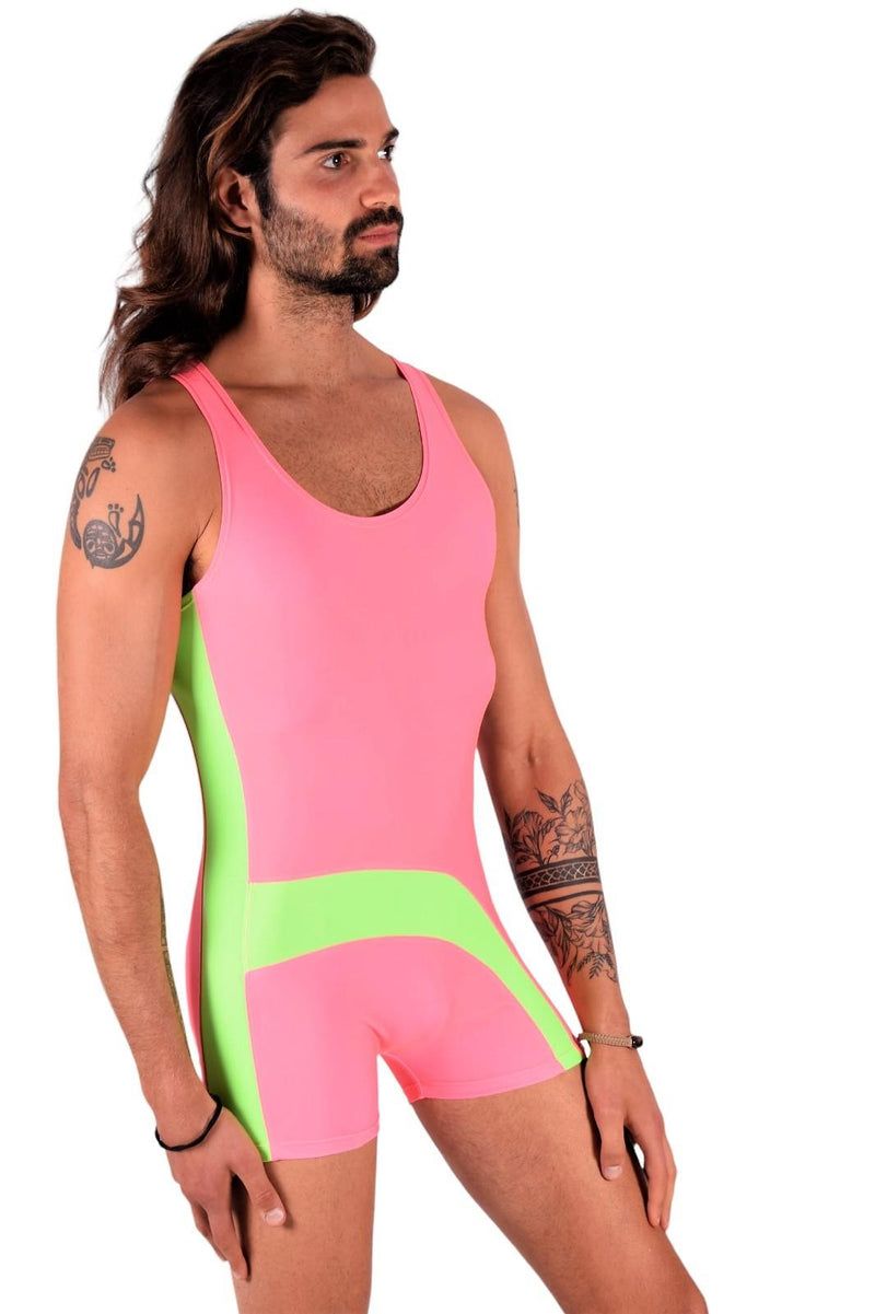 SMU Singlet Bodysuit Fashion Short Pink Lime 2C6