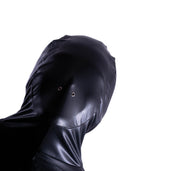 SMU Singlet Fashion Wet - Looked Bodysuit Hooded Shiny Black 23252 106