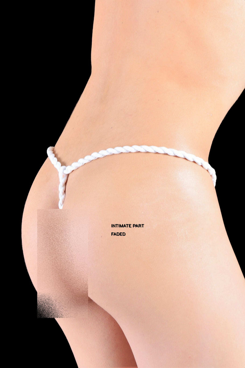 SMU Thongs Limited Sheer Sumo-Rope White Thongs 4828 MX6