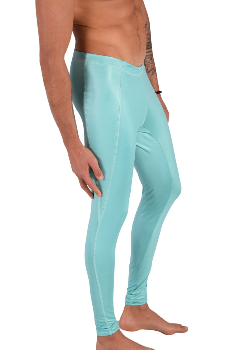 SMU Legging For Mens Shiny Turquoise Tight-Fit S/M 12560 MX8