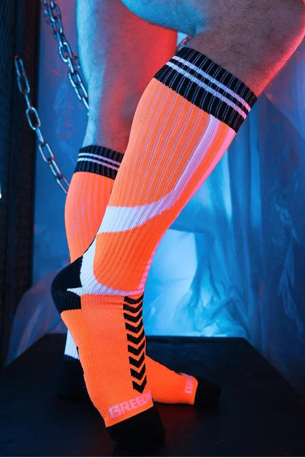 BREEDWELL S''ck*er Long Socks The Brightest And Boldest In Neon Orange 39