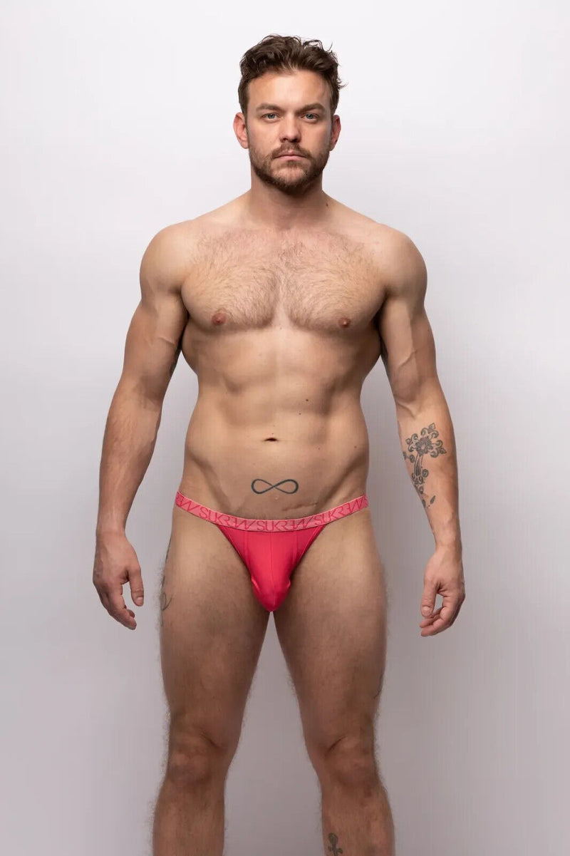 SUKREW Bubble Thong Extra Stretch Rounded Cupping Pouch in Deep Coral 21