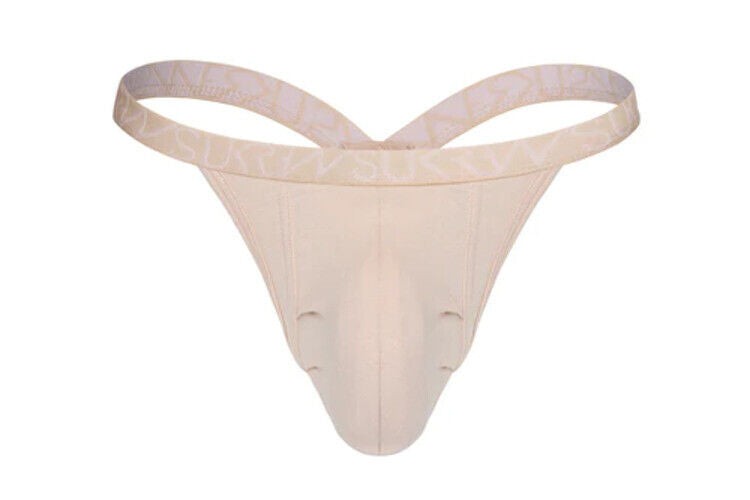 SUKREW Bubble Thong Extra Stretch Rounded Cupping Pouch Unlined in Nude Skin 25