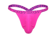 SUKREW Bubble Thong Unlined Extra Stretch Pouch Low - Rise Thongs Shocking Pink 371