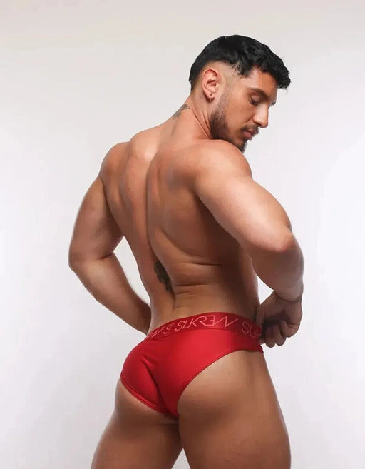 SUKREW Classic Briefs Stretchy Unlined Large Contoured Pouch in Liberty Red 391