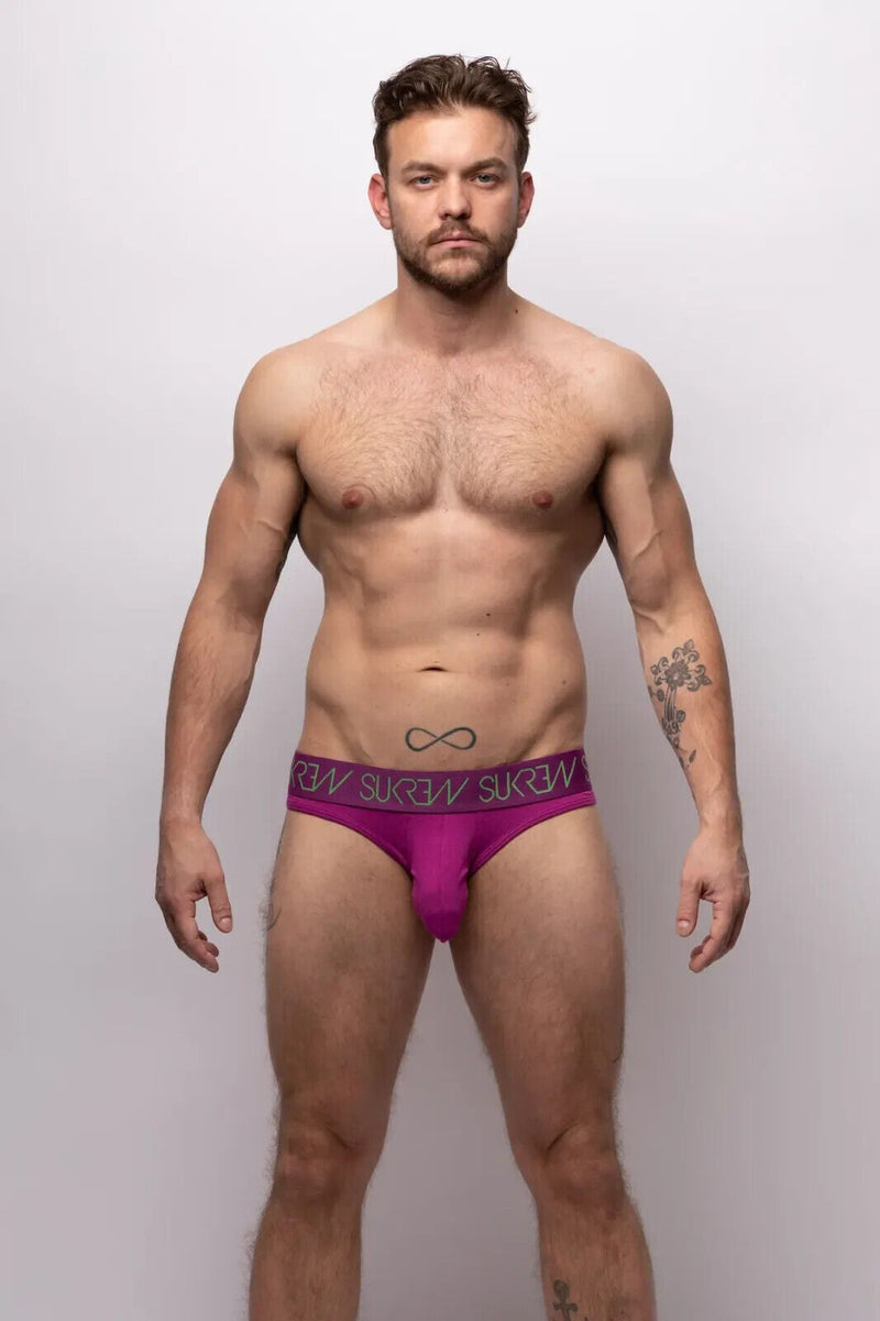 SUKREW Classic Briefs Unlined Jacquard Waistband Stretchy Brief in Deep Purple 4