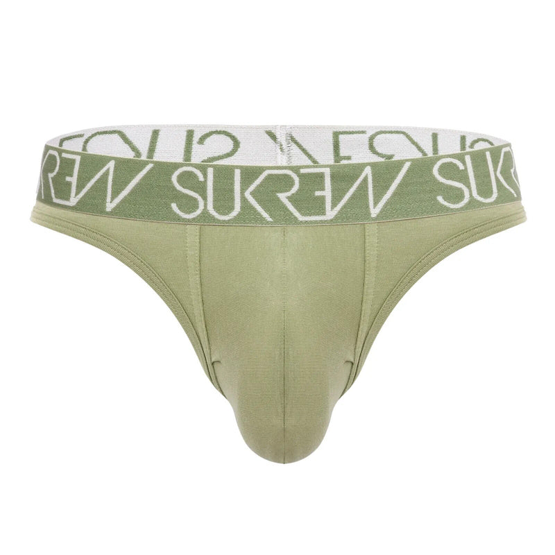 SUKREW Classic Stretchy Thong Flexible Unlined Contour Pouch Green Khaki 19