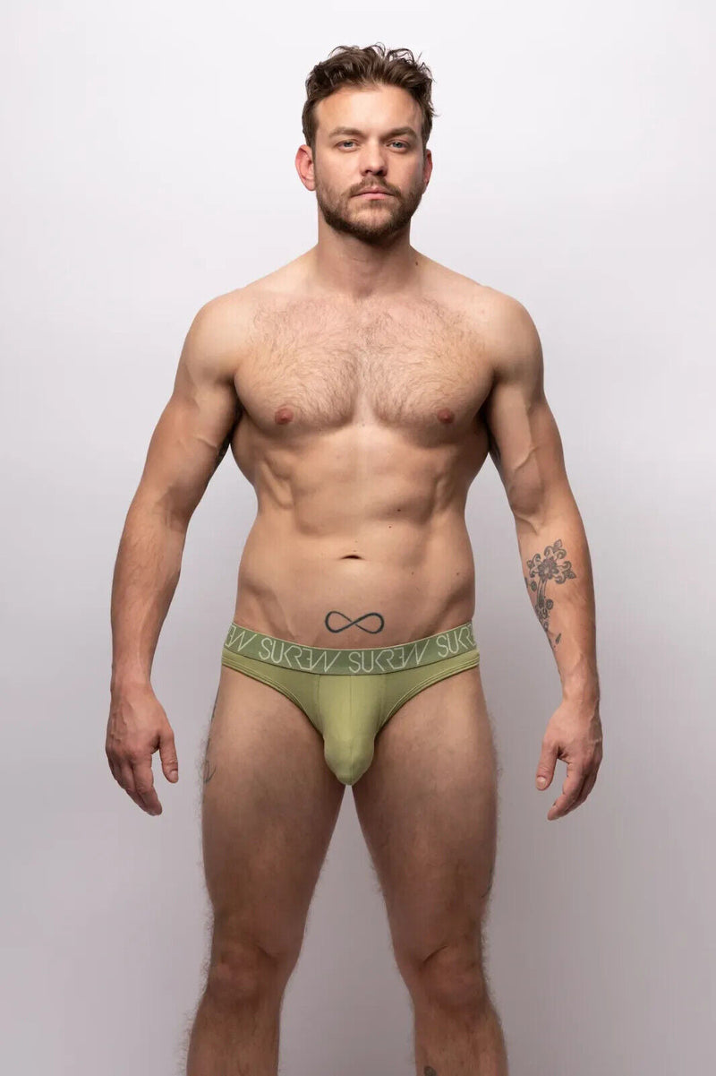 SUKREW Classic Stretchy Thong Flexible Unlined Contour Pouch Green Khaki 19