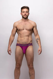 SUKREW Jockstrap Low - rise Font Soft Cotton Stretch Jock in Deep Purple 253