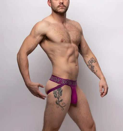SUKREW Jockstrap Low - rise Font Soft Cotton Stretch Jock in Deep Purple 252