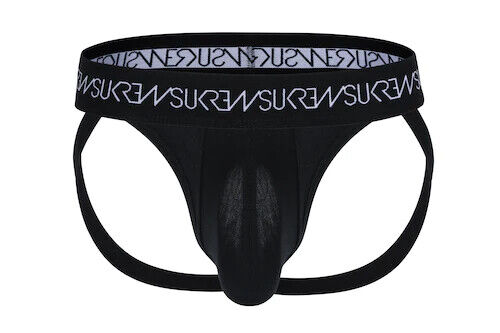SUKREW Jockstrap Low - rise Font Soft Cotton Stretchy Jock in Twilight Black 251