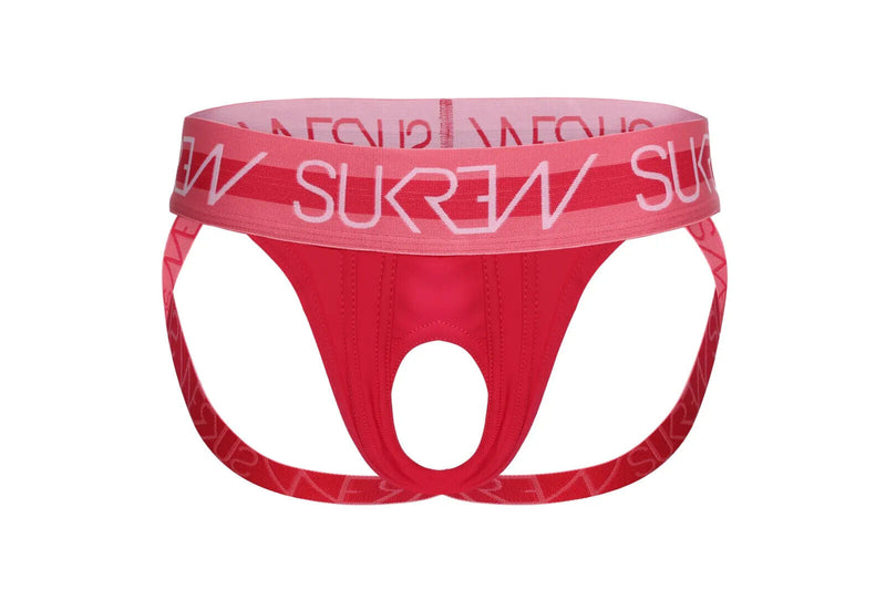 SUKREW Jockstrap U-Style Oval Front Low-Rise Jock Soft CR Feel in Deep Coral