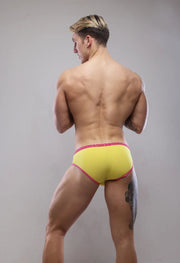 SUKREW Low - Rise Cotton Briefs Round Cupping Pouch Unlined Pineapple Yellow 392