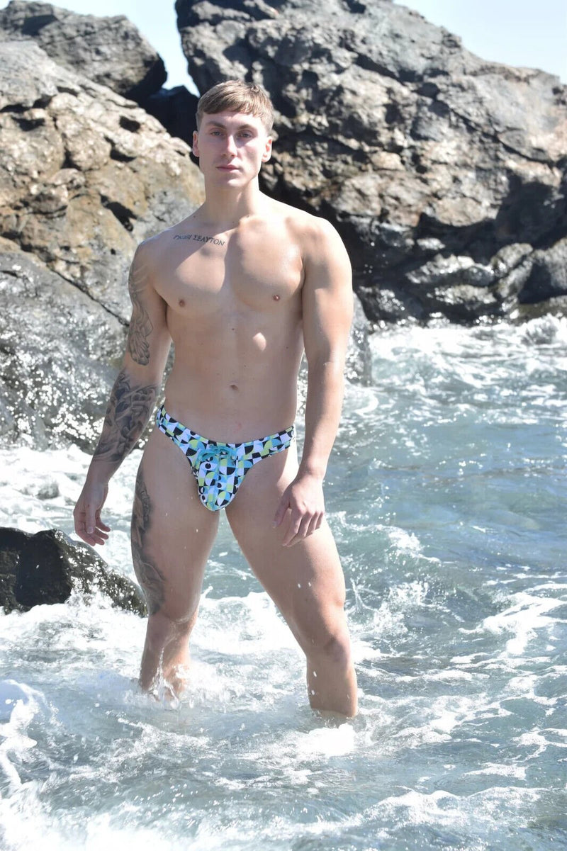 SUKREW Low - Rise Swim Thong Torrent Rounded Contoured Pouch Retro Lime 415