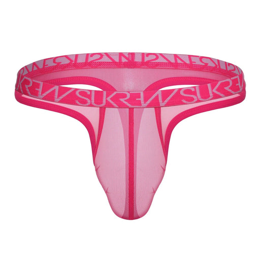 SUKREW Mesh Low - Rise Thong Unlined Stretch in Electric Pink 431