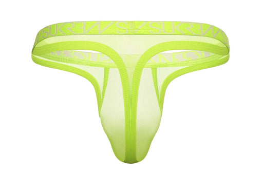 SUKREW Mesh Super Low - Rise Thong Unlined Stretch in Sheer Acid Yellow 432