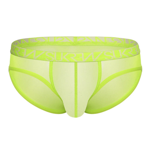 SUKREW Sheer Mesh Super Low - Rise Brief in Acid Yellow 81