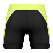 SUKREW Sprint Long Boxer Underground Sheer Mesh Panels in Black & Acid Yellow 434