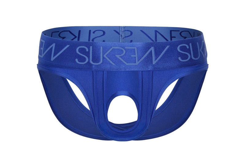 SUKREW U - Style V - Brief Open Front and Two Back Straps in Sapphire Blue 381