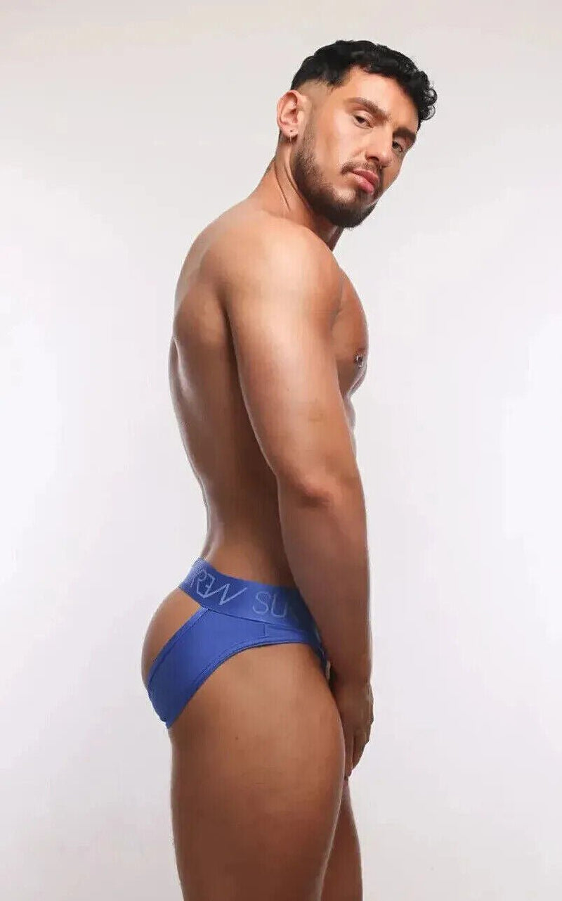SUKREW U - Style V - Brief Open Front and Two Back Straps in Sapphire Blue 384