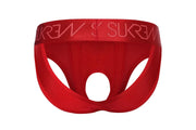 SUKREW U - Style V - Brief Open Front and Two Back Straps Liberty Red 382
