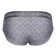 SUKREW Unlined Stretch Apex Brief With Rounded Cupping Pouch in Checker Gray 304