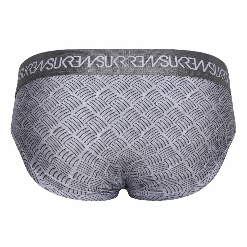 SUKREW Unlined Stretch Apex Brief With Rounded Cupping Pouch in Checker Gray 304