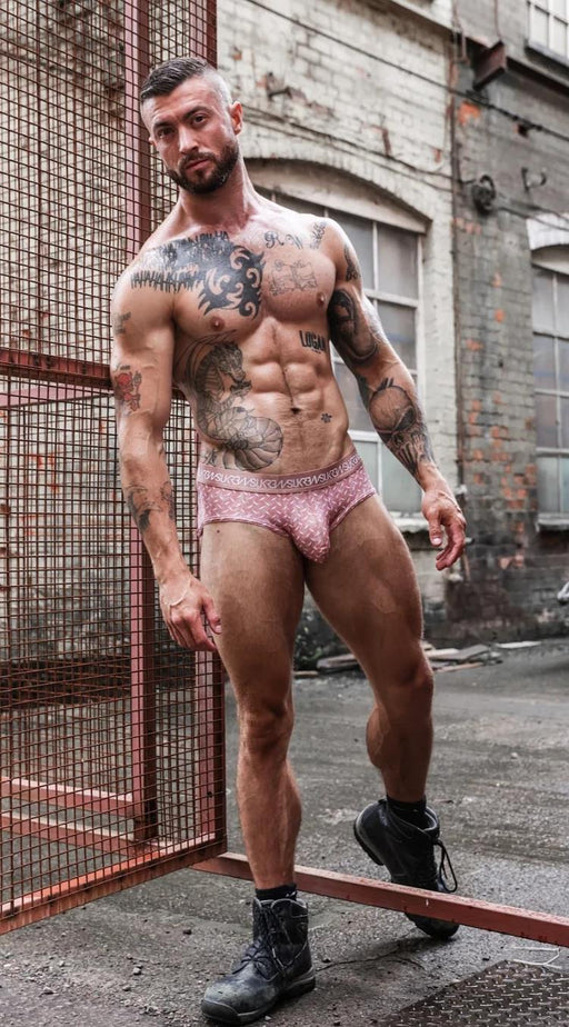 SUKREW Unlined Stretch Apex Briefs With Rounded Cupping Pouch in Diamond Pink 301