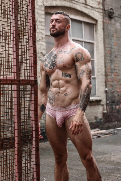 SUKREW Unlined Stretch Apex Briefs With Rounded Cupping Pouch in Diamond Pink 302