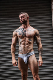 SUKREW Unlined Stretch Classic Thong With Large Contour Pouch in Checker Gray4