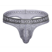 SUKREW Unlined Stretch Classic Thong With Large Contour Pouch in Checker Gray1