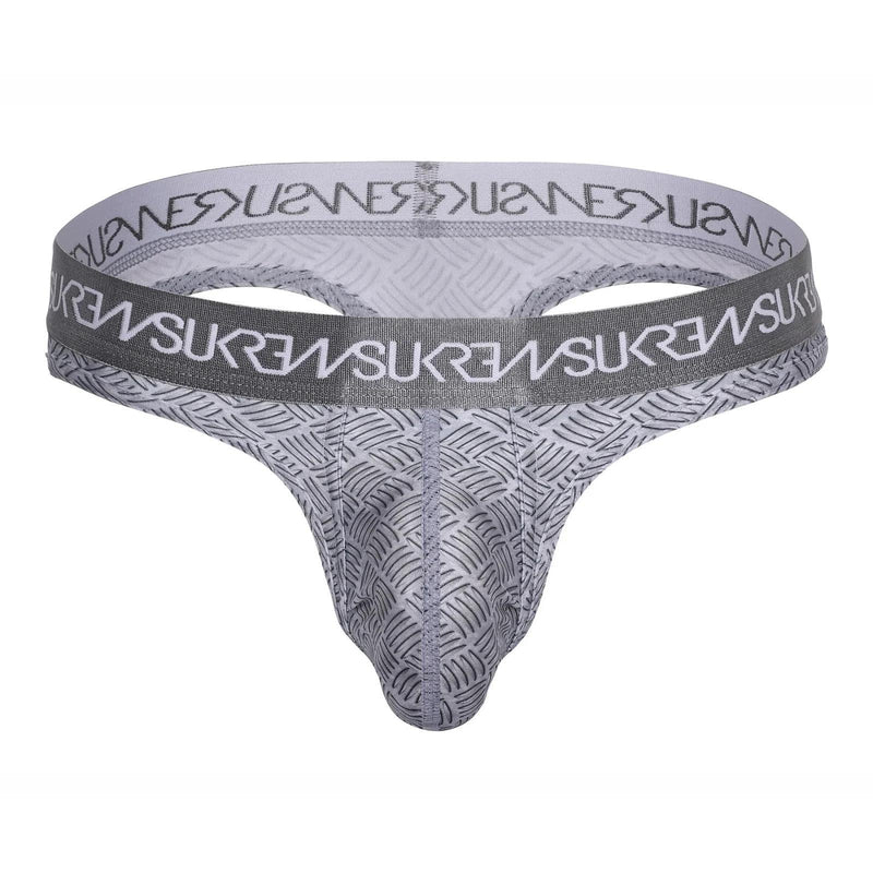 SUKREW Unlined Stretch Classic Thong With Large Contour Pouch in Checker Gray1