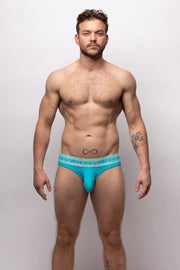 SUKREW V-Briefs Stetchy Open Back Two Lifting Straps V Shaped Brief Scuba Blue