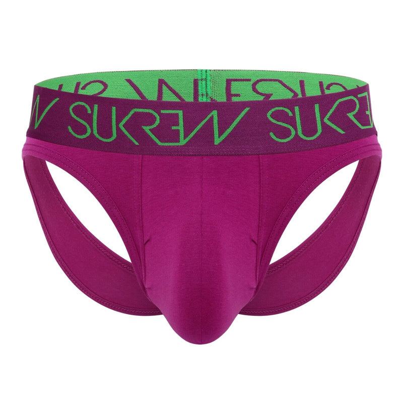 SUKREW V-Briefs Unlined Open Back Lifting Straps V-Shaped Deep Purple 3