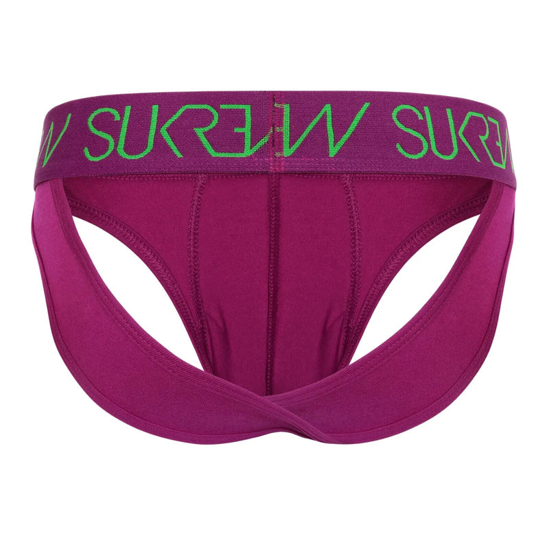 SUKREW V - Briefs Unlined Open Back Lifting Straps V - Shaped Deep Purple 33