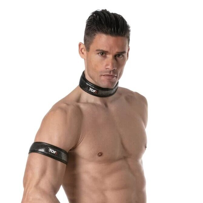 TOF PARIS 3D Collar Mesh Three Snap Buttons Adjustable O/S Silver 892