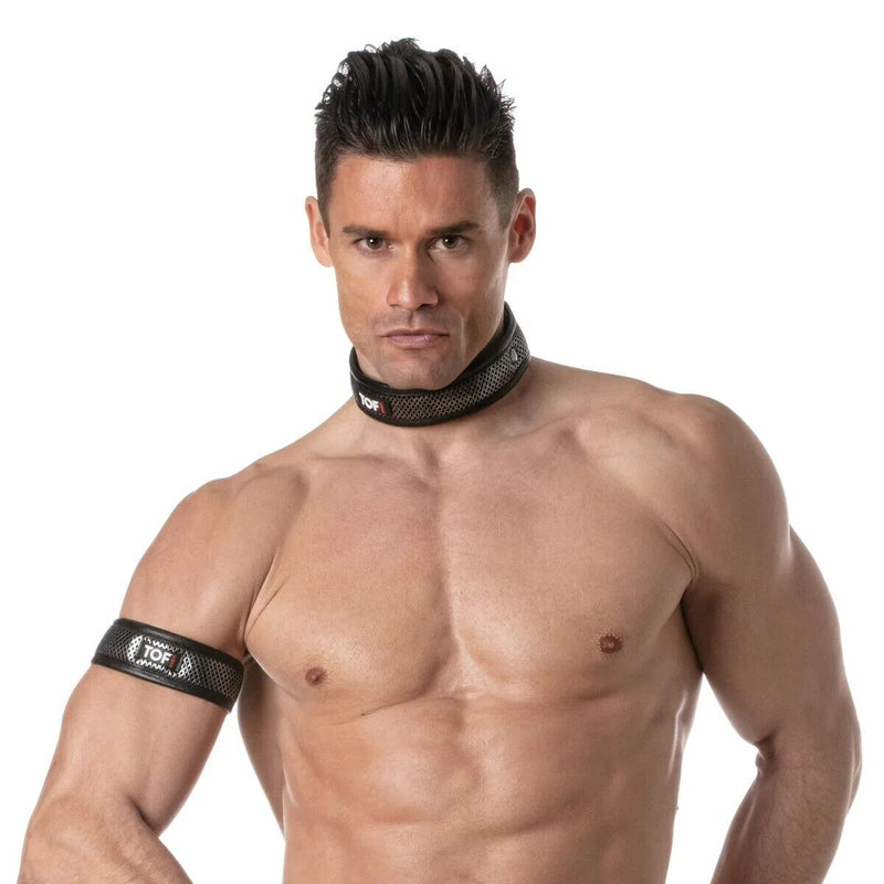 TOF PARIS 3D Collar Mesh Three Snap Buttons Adjustable O/S Silver 894