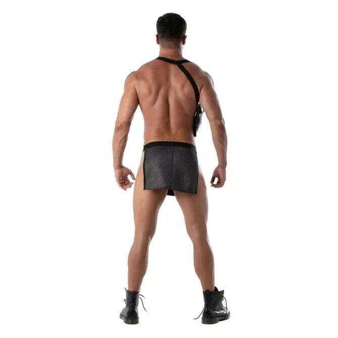 TOF PARIS 3D Waist Apron Mini Pockets Mesh Skirt Black/Grey 514