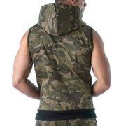 TOF PARIS Army Sleeveless Hoodie Large Open Pocket Rib Strips Camo Tank4
