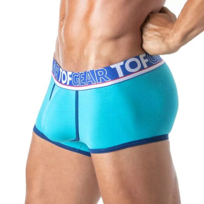 TOF PARIS Boxer Champion Trunk Jacquards Bi - Stretch Cotton Unlined Turquoise 291
