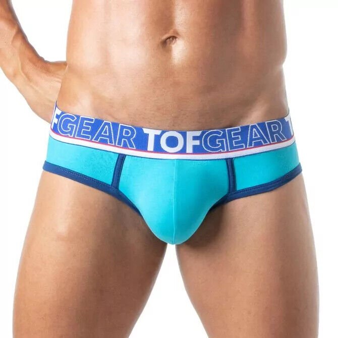 TOF PARIS Brief Champion Jacquards Bi - Stretch Cotton Low - Waisted Briefs Turquoise 283
