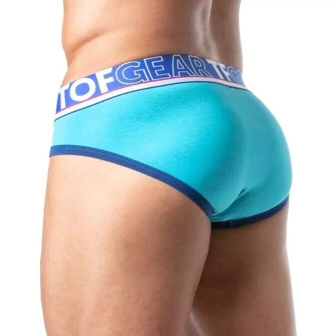 TOF PARIS Brief Champion Jacquards Bi - Stretch Cotton Low - Waisted Briefs Turquoise 281